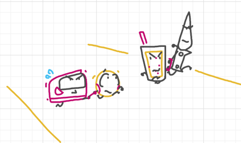 A panel from Running Duos, episode four of the Board Boards object show by Furretwalk/WalkingFurret.